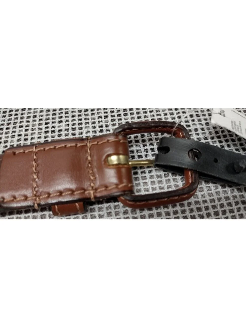 Men's Small Red Belt Brown Pleather Red Webbed Canvas AMERICAN APPAREL BACK THAN